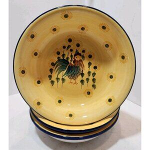 Carol Endres Pure Art Rooster and Sunflower Ceramic 8" Pasta Bowls Set of 3